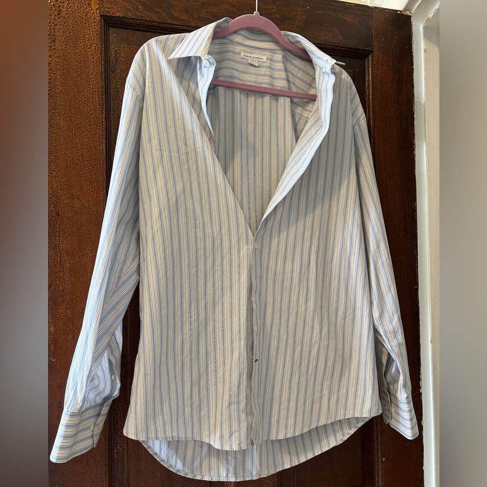 Banana Republic Light Blue and White Striped Shirt